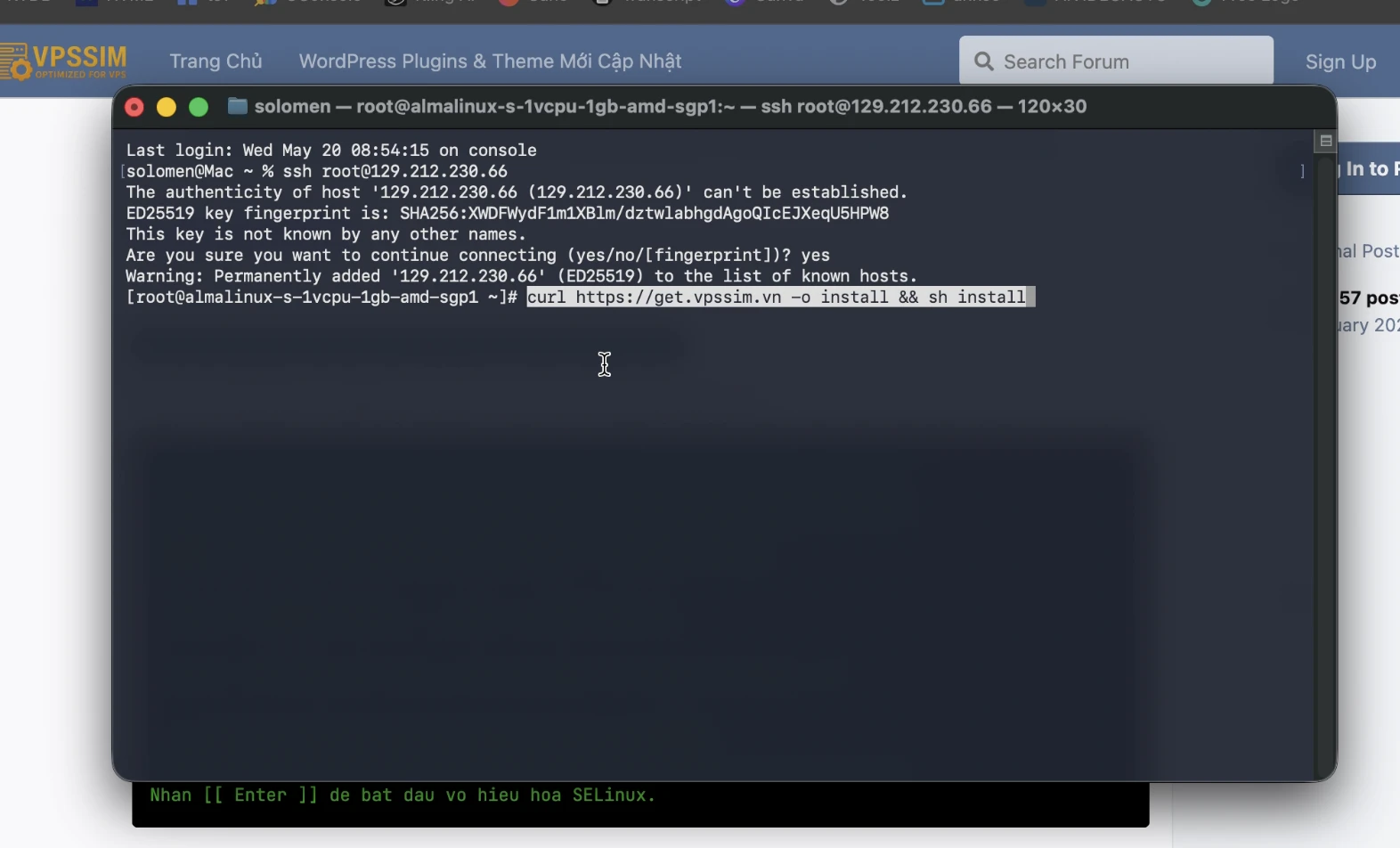 dang nhap ssh vps
