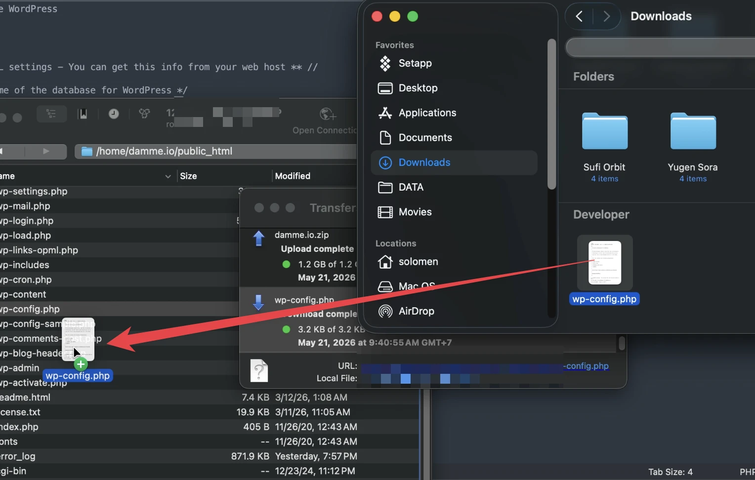 Edit file wp_config.php
