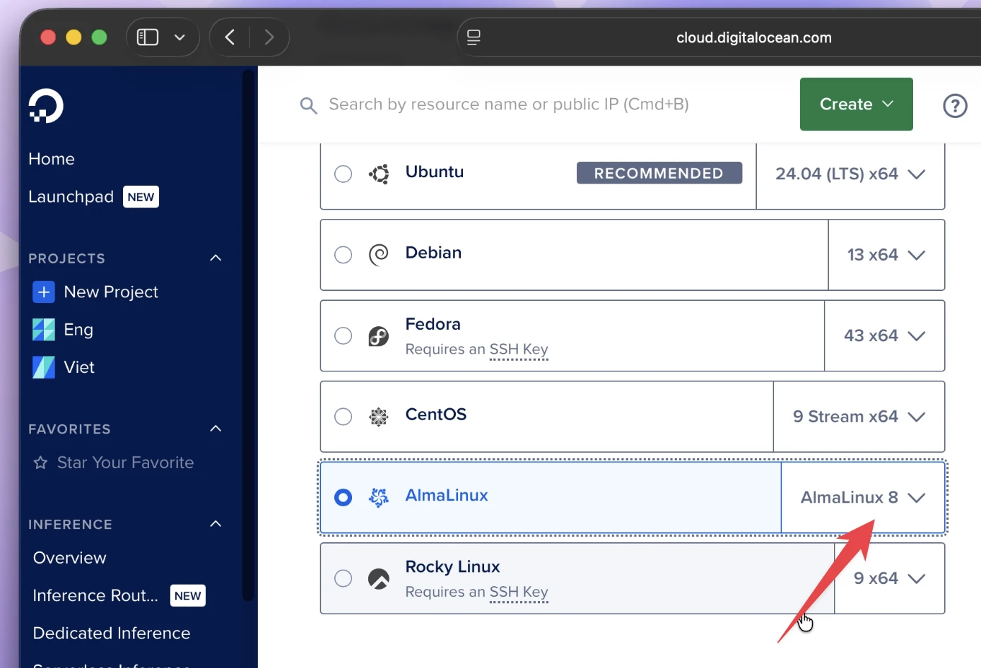 Tạo VPS Mới Trên Digital Ocean