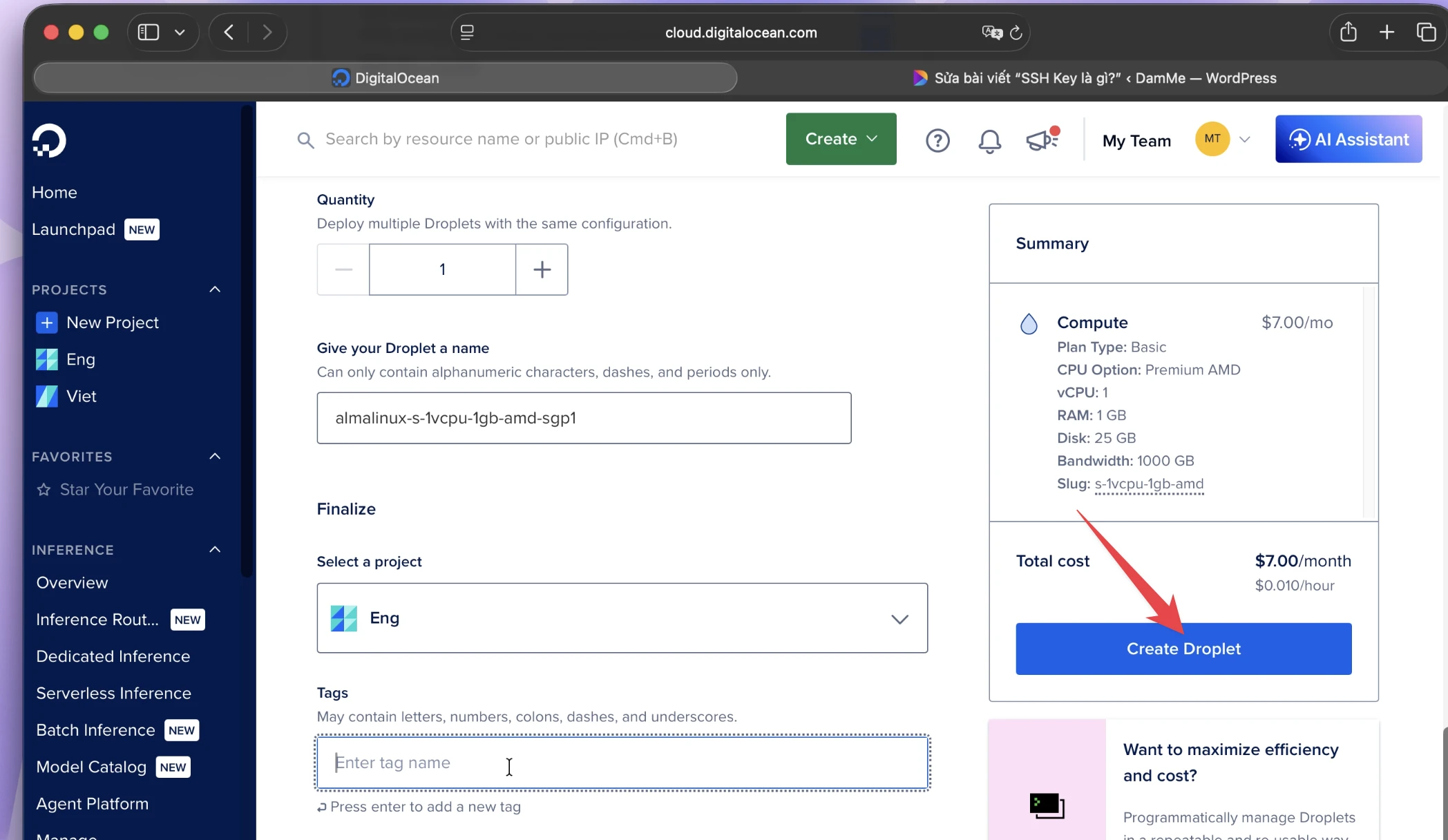 Tạo VPS Mới Trên Digital Ocean